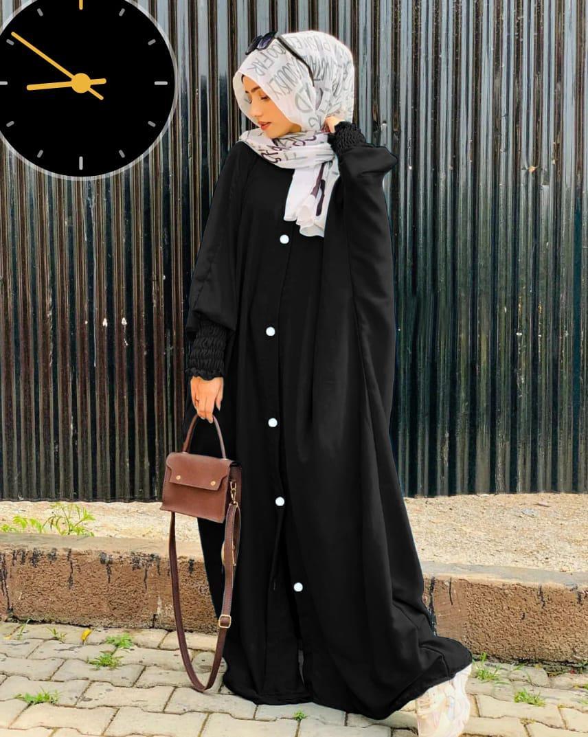 Classic Georgette Abaya with Stroller - 1 Pcs in Blue, Black, and Maroon